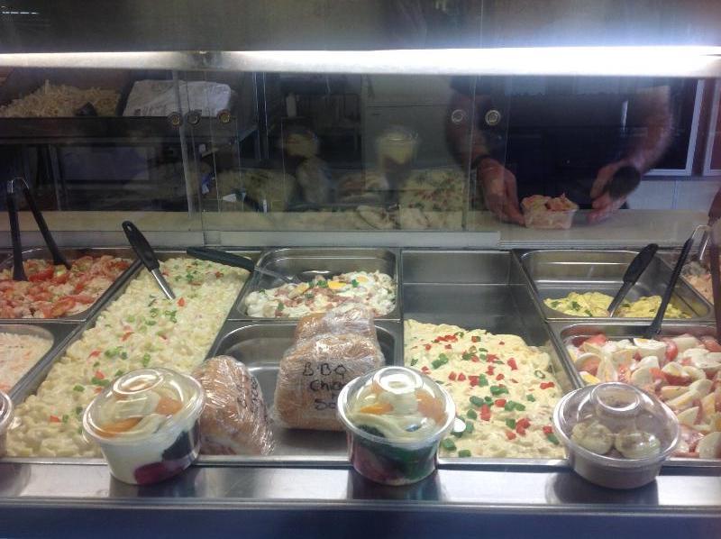 Johnos BBQ chickens salads and seafood