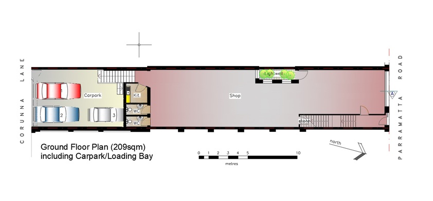 PRICE DROP - PROMINENT CITY FRINGE SHOP IN SUPER LOCATION – 209 sqm TOTAL - 3 UNDERCOVER CAR SPACES floor plan