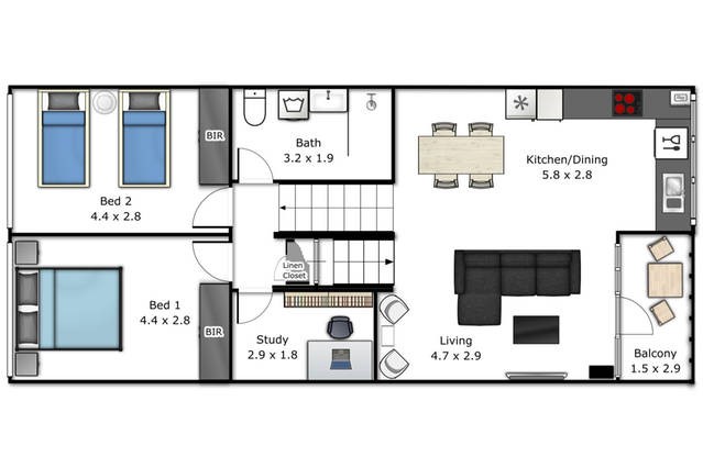 2 Bed + Study, convenience at your doorstep. Fully furnished and equipped.