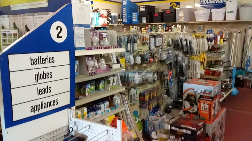 Hardware store, food retail and residence, with successful income sources attached