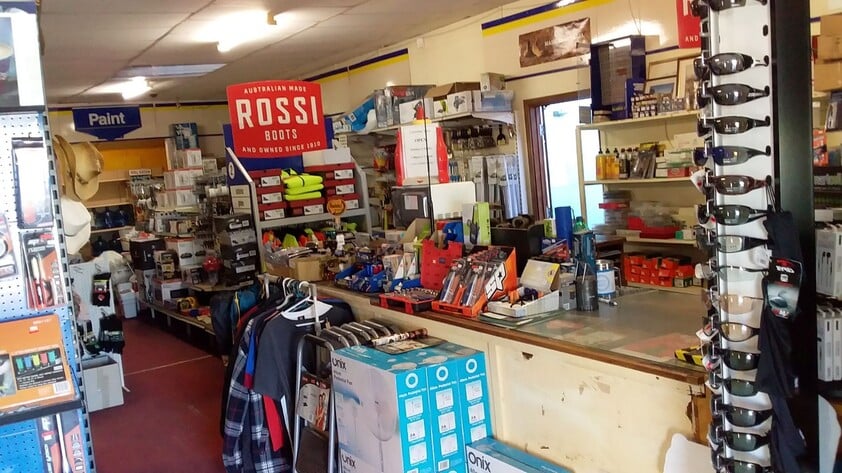 Hardware store, food retail and residence, with successful income sources attached