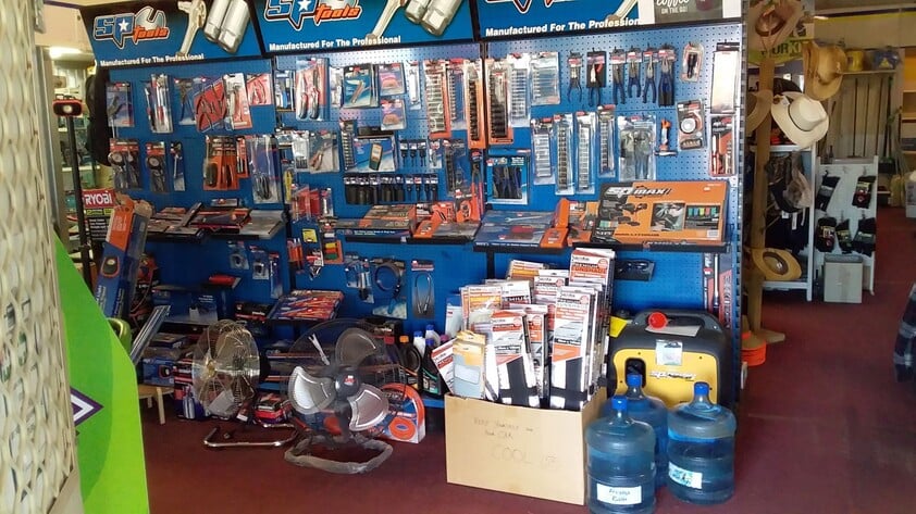Hardware store, food retail and residence, with successful income sources attached