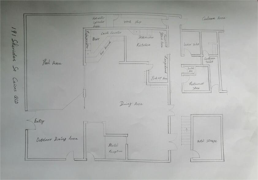 Restaurant for lease located on Sheridan Street, the heart of Cairns floor plan