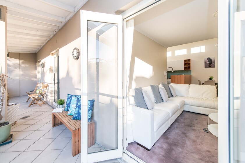 FURNISHED Sunny Terrace Apartment with oversized Main/study and huge balcony.