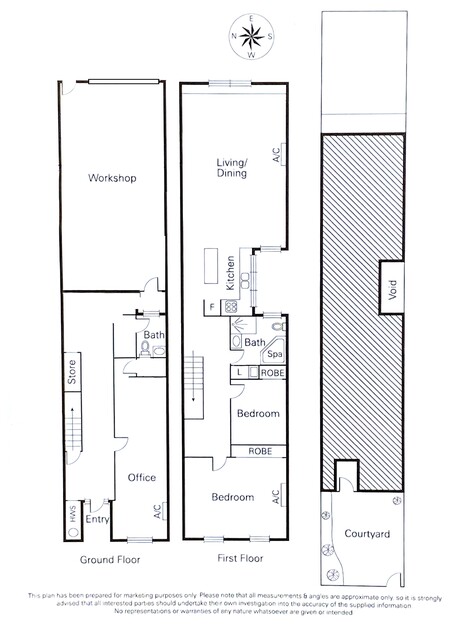 Production House with office suites, film studio and abode. floor plan