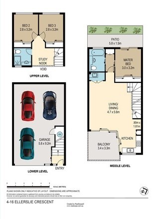 Stylish 3 bedroom townhouse with city view floor plan