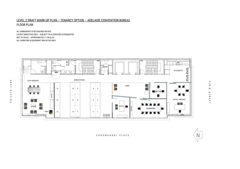 Superb, Fully Fitted Offices in the Heart of Pirie Street! floor plan