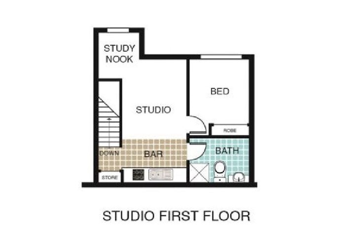 One bedroom Apartment & Study nuke floor plan