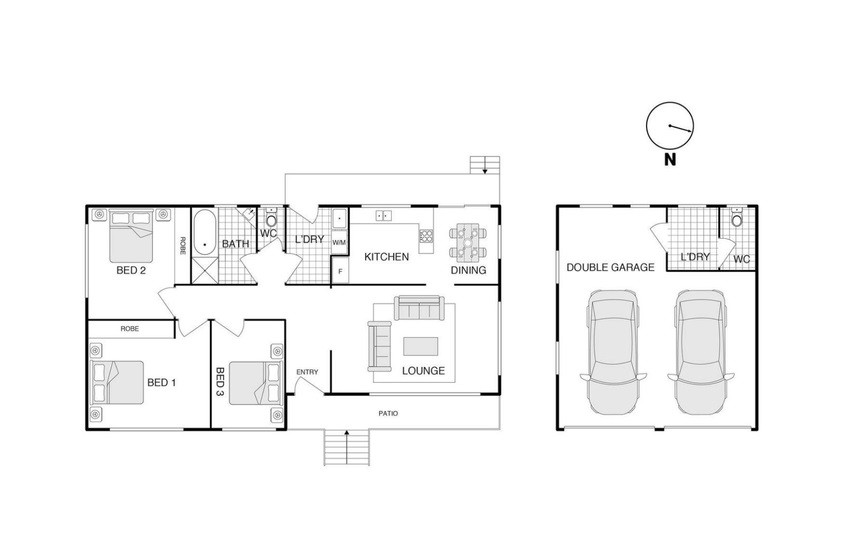 Renovated three bedroom home with solar panels floor plan