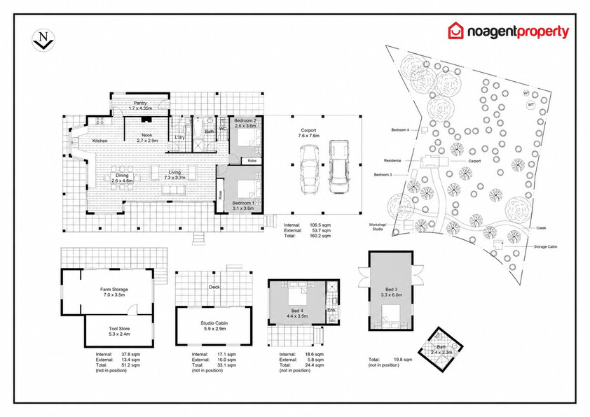 Private 7-Acre Byron Hinterland Sanctuary with Multiple Dwellings floor plan