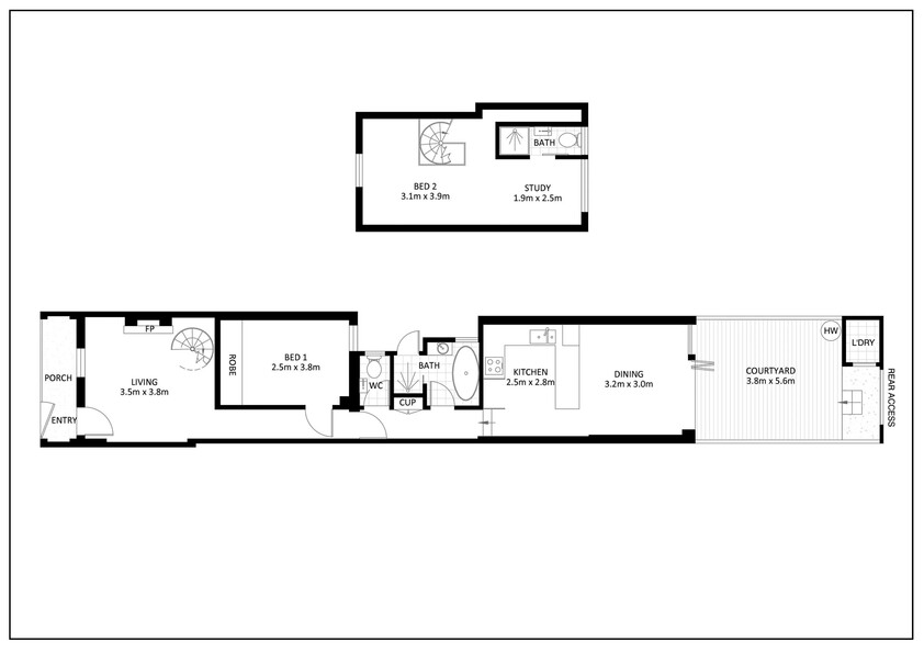 Beautifully renovated Redfern terrace with courtyard living floor plan