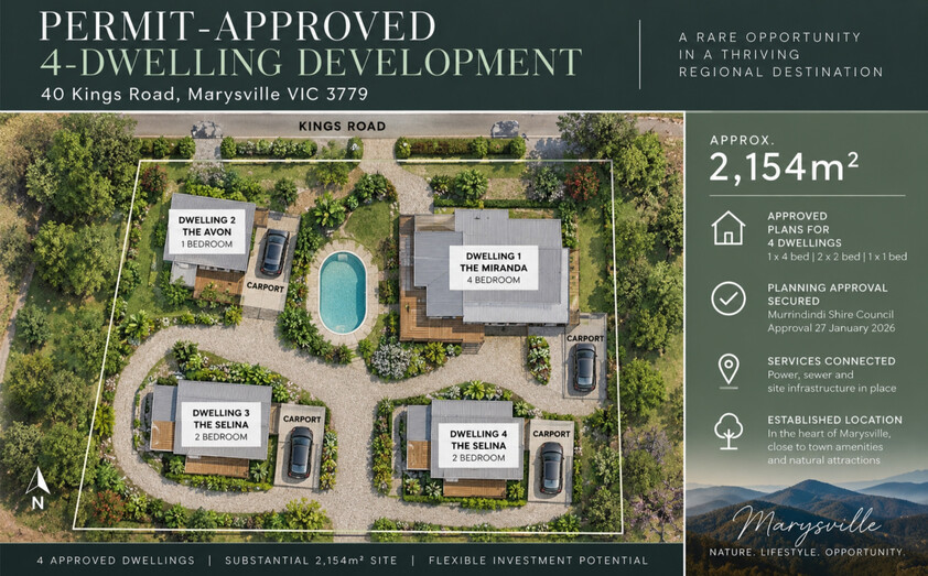 Approved 4-Dwelling Development in the Heart of Scenic Marysville Build-Ready