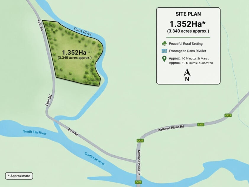 Rare Riverfront Acreage in Historic Mathinna 1.352ha