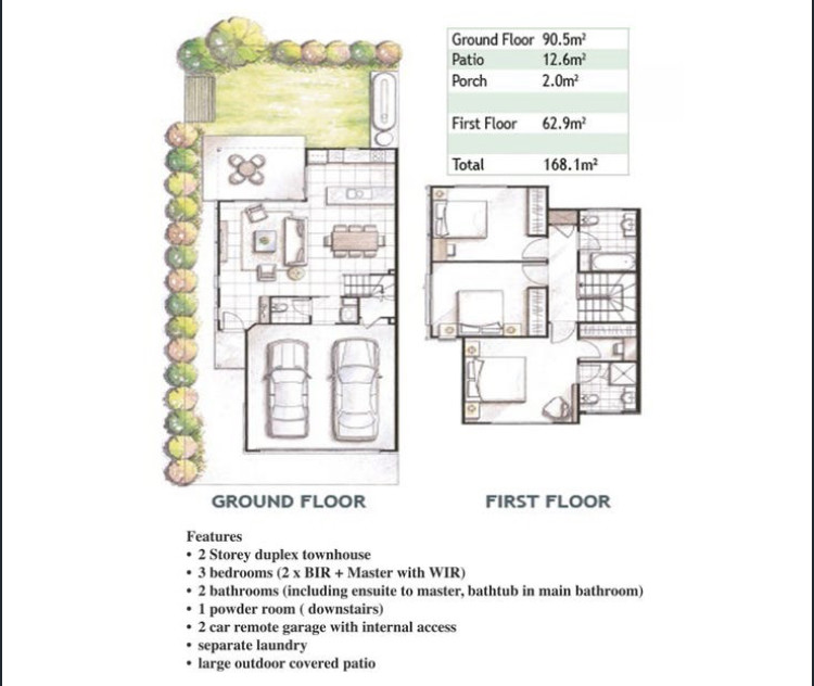 Stylish & spacious townhouse with 4 split air conditioners floor plan