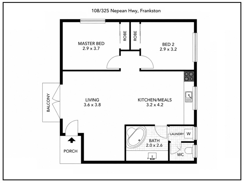 Two bedroom apartment in a great location floor plan