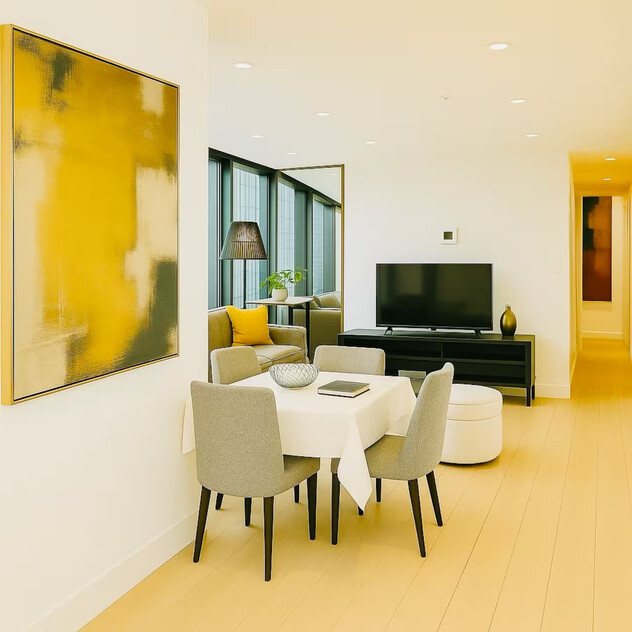 Corporate Stays & Executive Living | High-Floor Furnished 2-Bed + Study | West Side Place