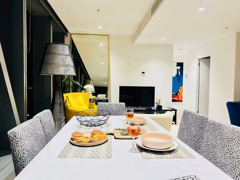 Corporate Stays & Executive Living | High-Floor Furnished 2-Bed + Study | West Side Place
