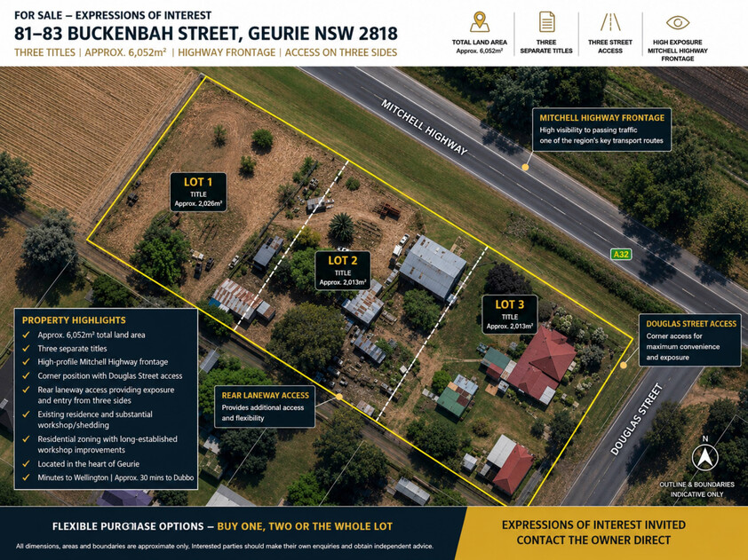 Rare Highway Frontage Opportunity Three Titles on Approx. 6,052m² floor plan