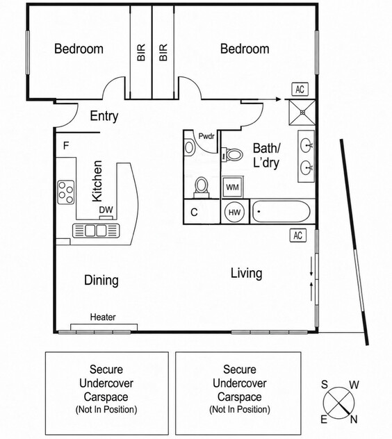 Affordable and secure 2 Beds and 2 Carpark apartment minutes walk from a lake, parks, schools and the Alfred Hospital floor plan