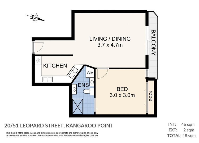 Modern One-Bedroom Apartment with Strong Rental Return in Prime Kangaroo Point Location floor plan