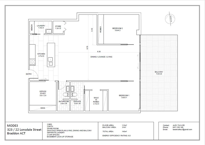Spacious living in the heart of Braddon. floor plan