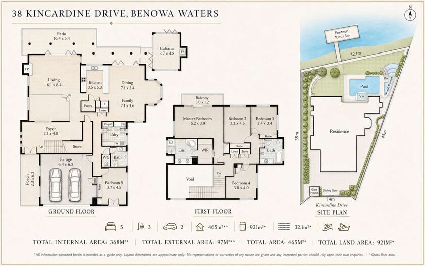 Rare North-to-Water Benowa Waters Residence with 32.1m Frontage & Modern Private Pontoon floor plan