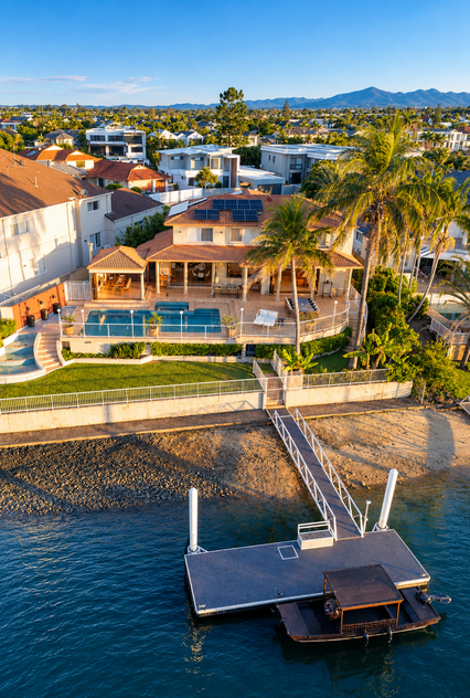Rare North-to-Water Benowa Waters Residence with 32.1m Frontage & Modern Private Pontoon