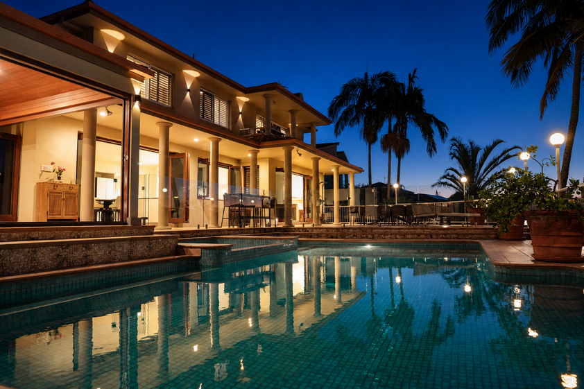 Rare North-to-Water Benowa Waters Residence with 32.1m Frontage & Modern Private Pontoon