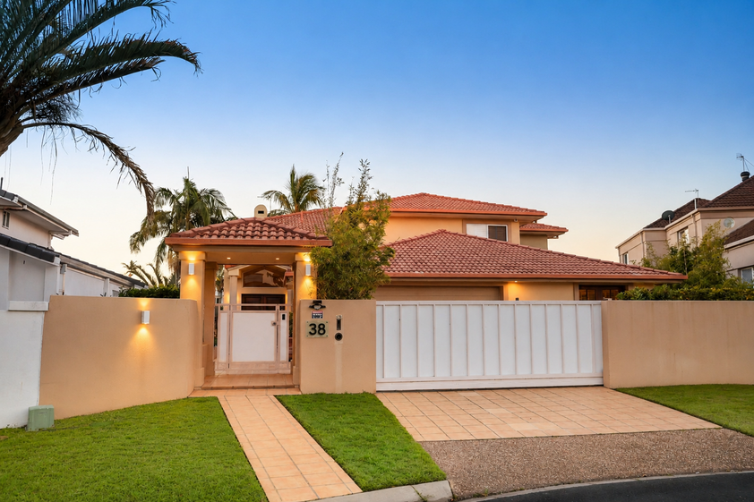 Rare North-to-Water Benowa Waters Residence with 32.1m Frontage & Modern Private Pontoon