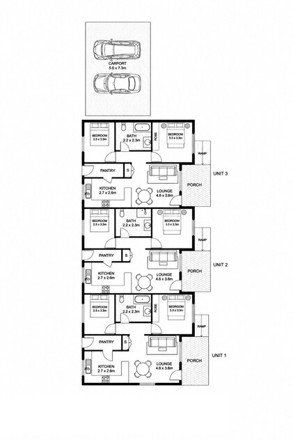 Block Of 3 Units or Buy 1 floor plan