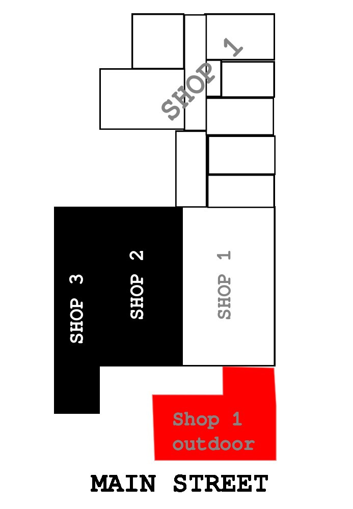 Large space for rent with outdoor area on Main St floor plan