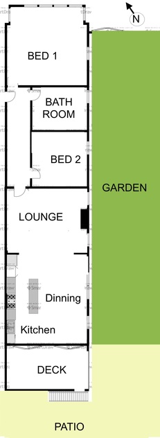 Spacious, modern semi-size garden apartment in boutique block of four floor plan