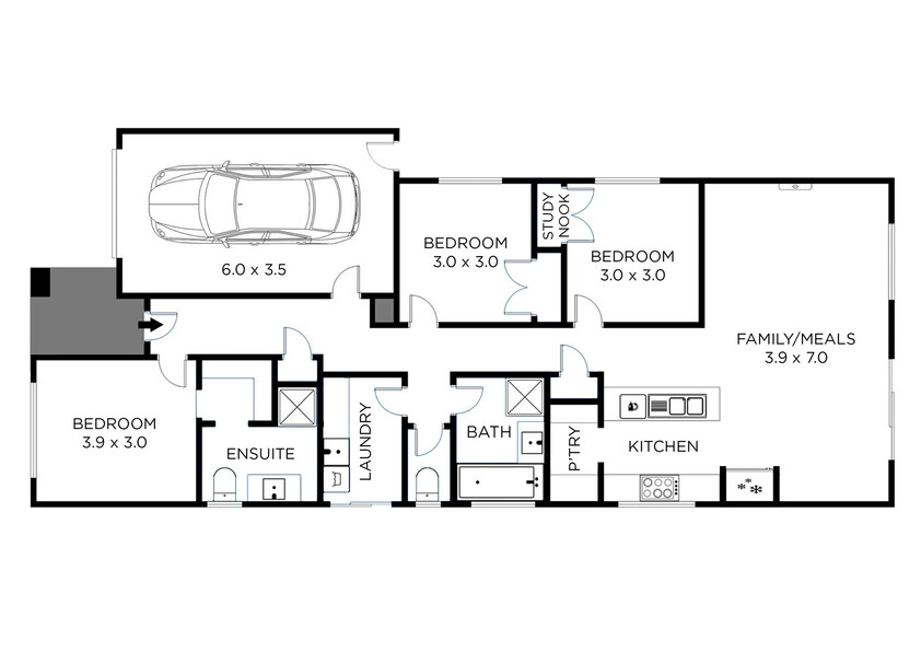 Rare parkfront opportunity with privacy, style and easy living. floor plan