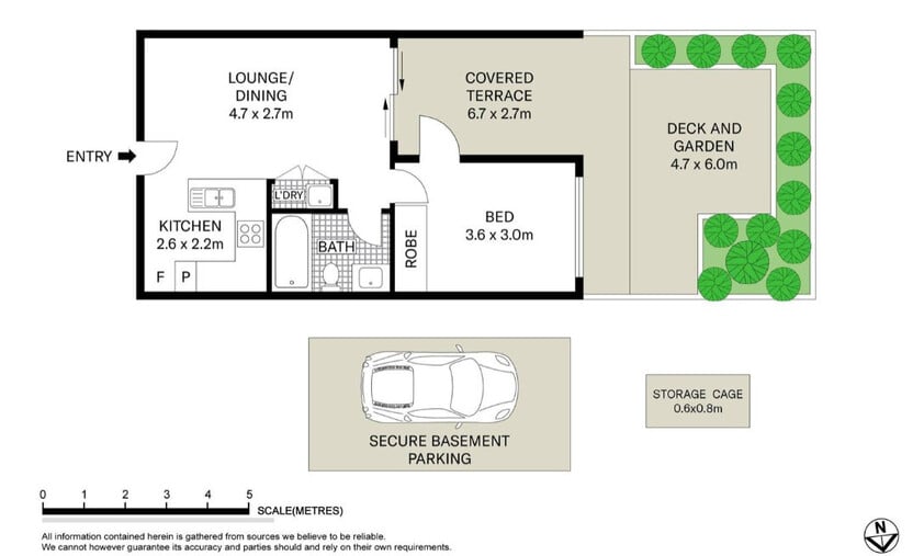Cozy garden apartment floor plan